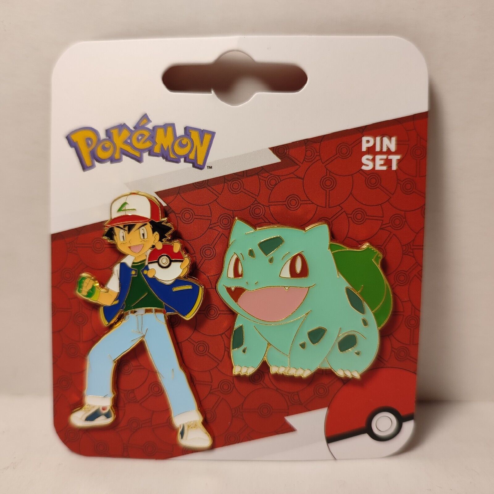 Pokemon Kanto Ash Ketchum And Bulbasaur Enamel Pins Official Nintendo Set Of 2